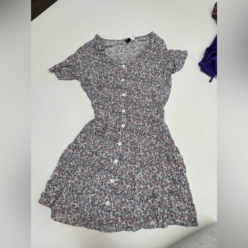 H&M Pastel Floral Button-Front Dress - Pink, Blue, Green
